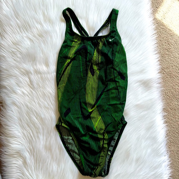 Nike Other - Nike Y2K Green & Black One Piece Racerback Swimsuit 12